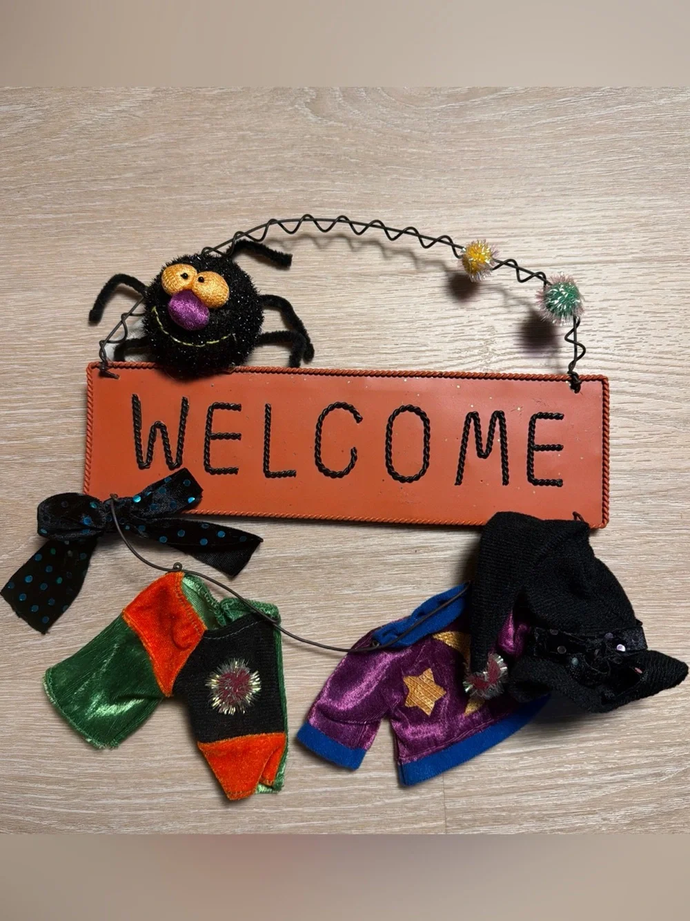 Vintage Dan Dee Collectors Choice Halloween Welcome Sign Whimsical Witch Spider